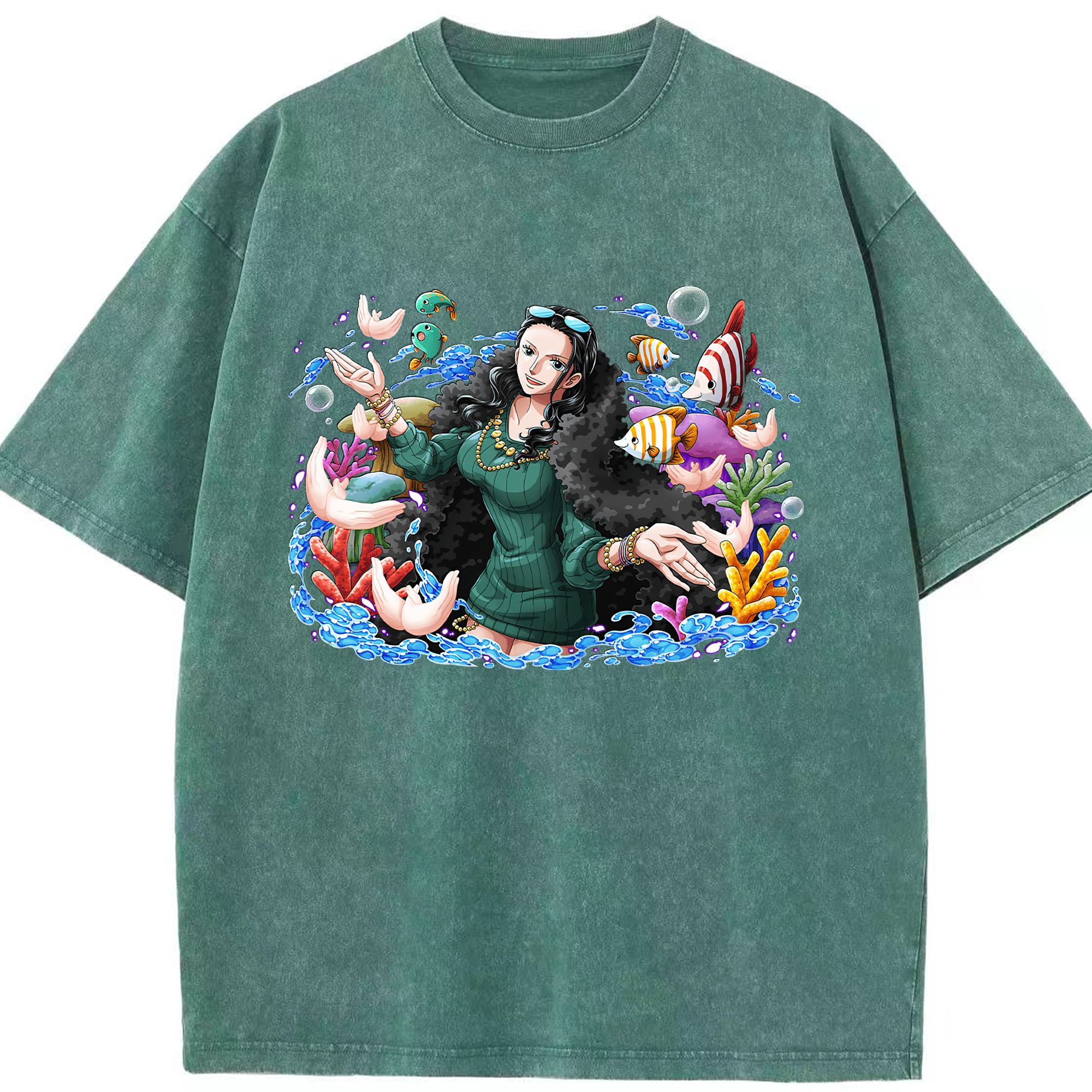 ワンピース ニコ・ロビン ONE PIECE Nico Robin 綿100% ヴィンテージ風 半袖Tシャツ（フロントプリント）